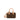 Designer handbag with monogram pattern on a black background
