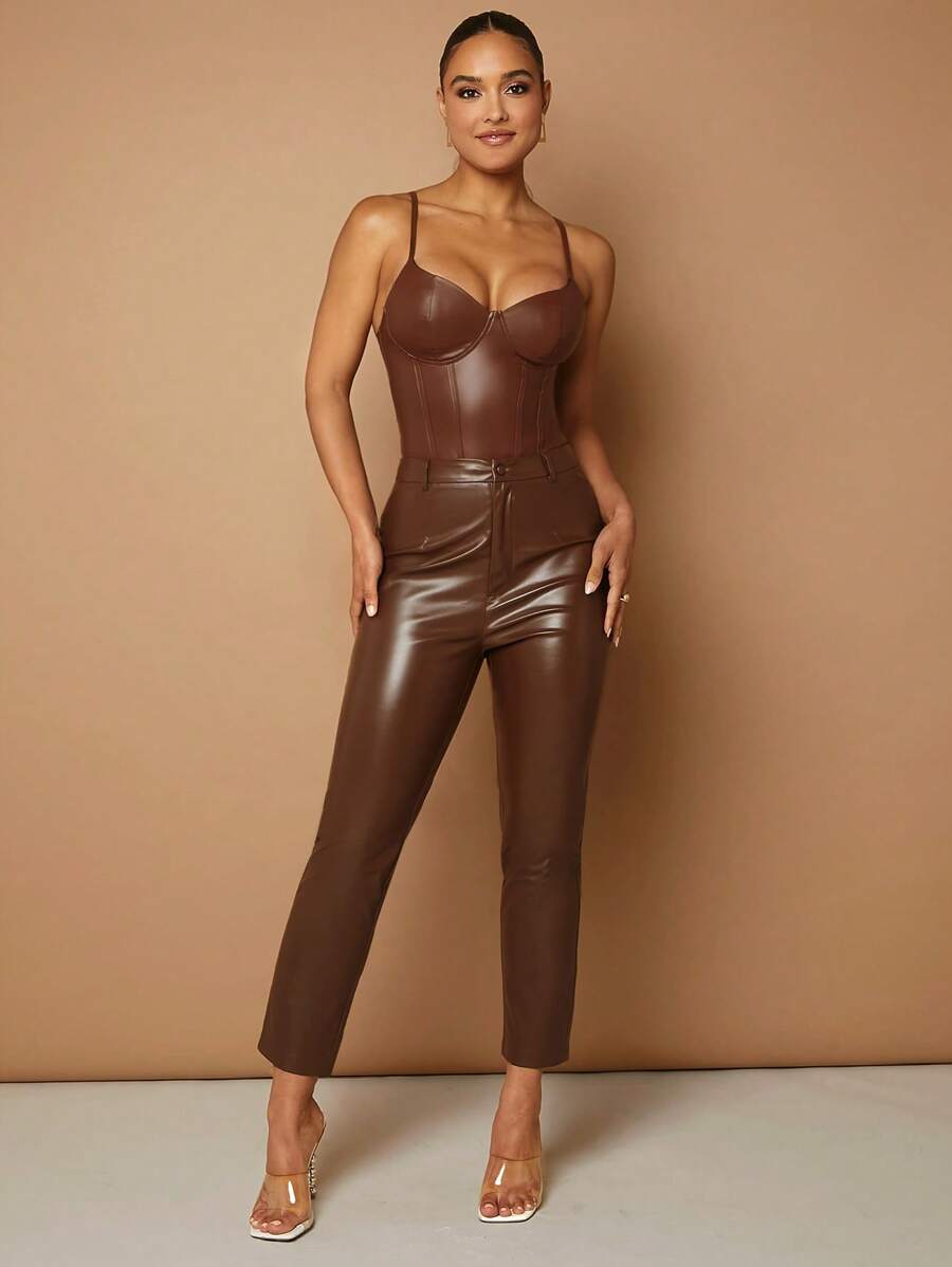 Silquee Solid PU Leather Cami 2