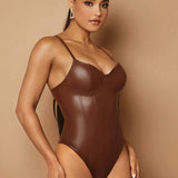 Silquee Solid PU Leather Cami