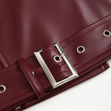 Encore Red Loose Design PU Leather Jacket