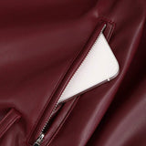 Encore Red Loose Design PU Leather Jacket