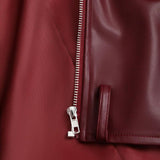 Encore Red Loose Design PU Leather Jacket