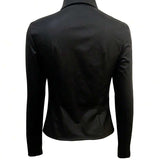 Women Standard Size Studded Long Sleeve Faux Leather Blouse