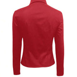 Women Standard Size Studded Long Sleeve Faux Leather Blouse