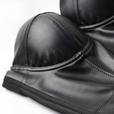Women Black PU Leather Bustier Crop Top Gothic Punk Push Up Corset Top Bra