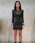 Women’s Black Faux Leather Long Sleeve Bodycon Mini Dress in Pakistan