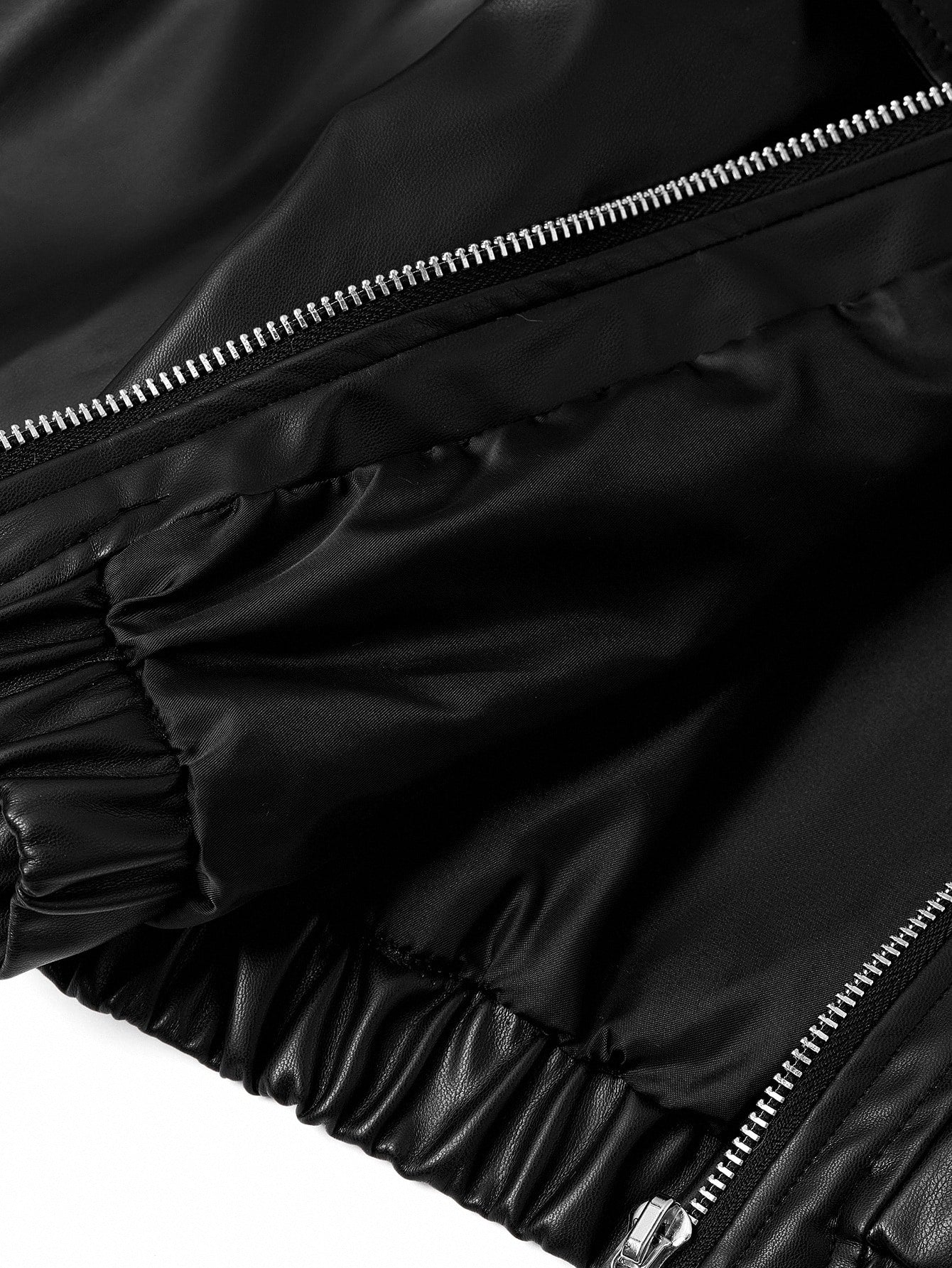 Women's Motorcycle PU Leather Jacket, Loose Fit High-End Black Retro Coat 11