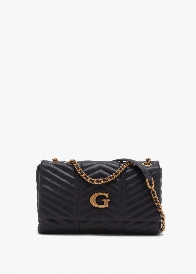 Lovide Black Chevron Quilted Cross-Body Bag