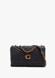 Lovide Black Chevron Quilted Cross-Body Bag