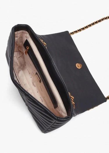 Lovide Black Chevron Quilted Cross-Body Bag