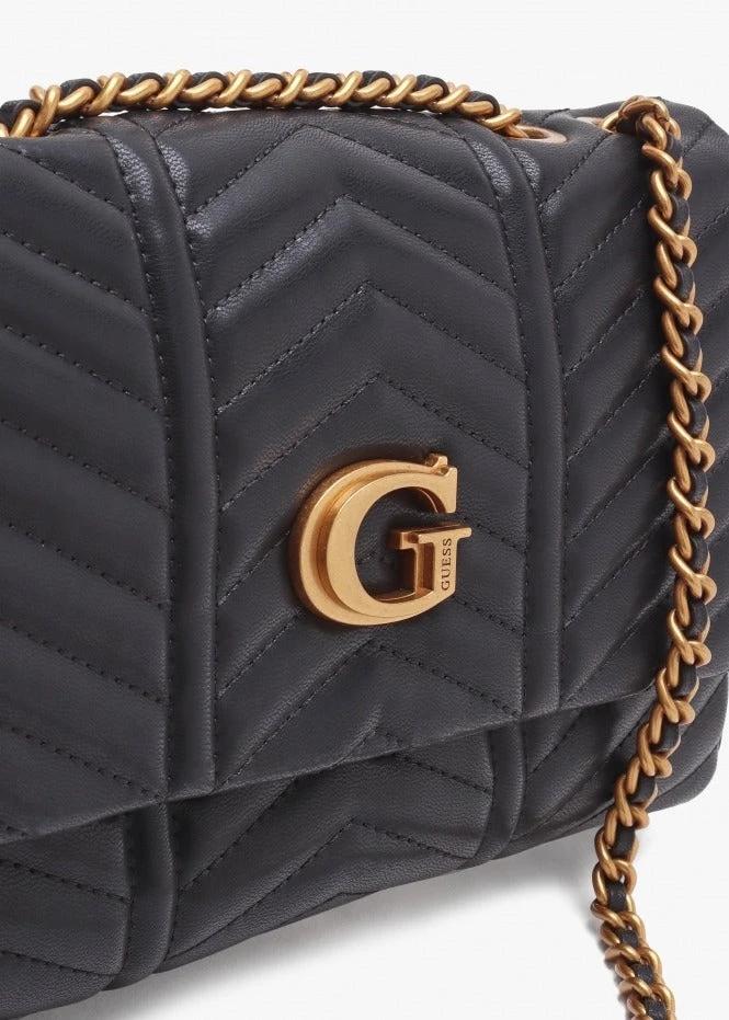 Lovide Black Chevron Quilted Cross-Body Bag